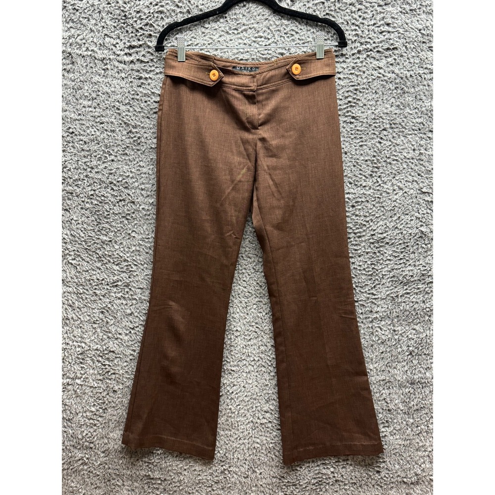 Vintage Maiko Womens Flared Dress Pant Brown Casual Classic Retro Inspired Sz 28